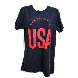 Boat House Apparel Lake Day in The USA T Shirt Size S NWT Blue and Red